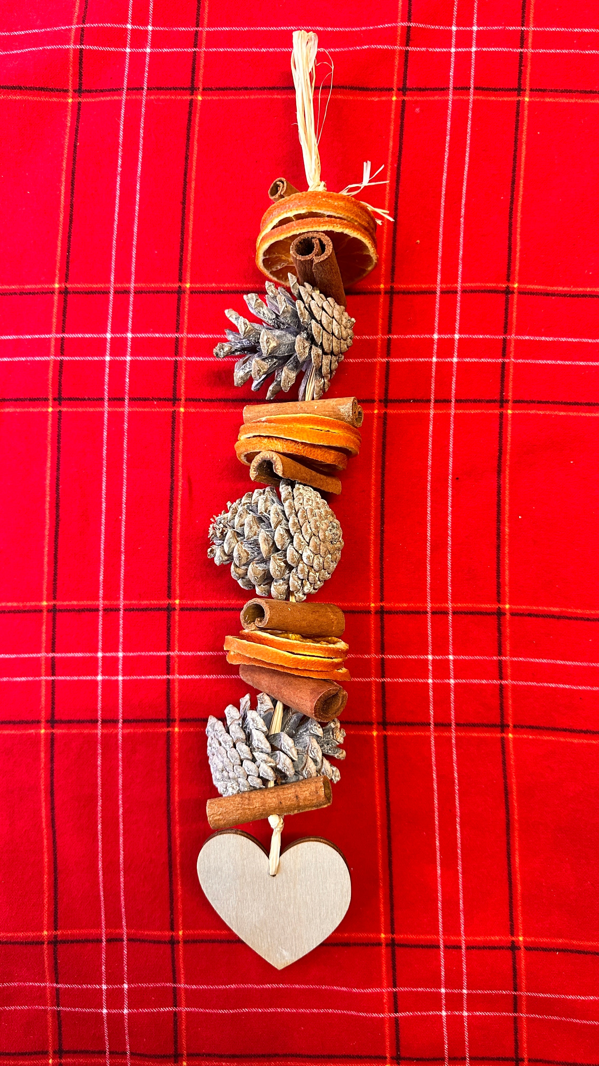 Pinecone & Heart Charm Hanging Dried Fruit Garland