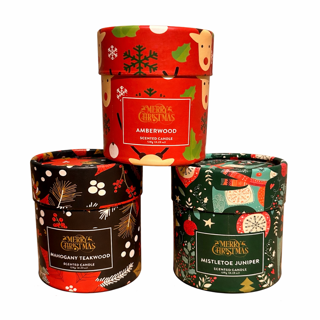 Christmas Scented Candle Gift Set – Festive Winter Trio | Woodland Collection UK