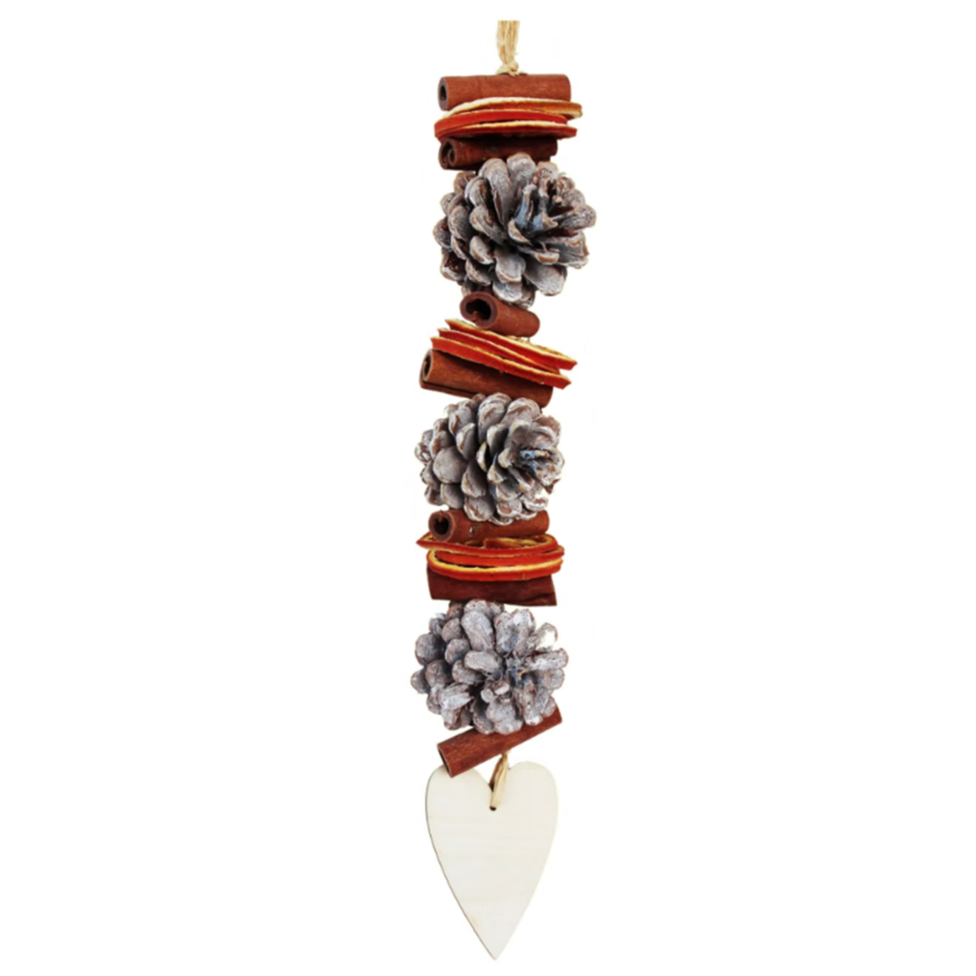 Pinecone & Heart Charm Hanging Dried Fruit Garland